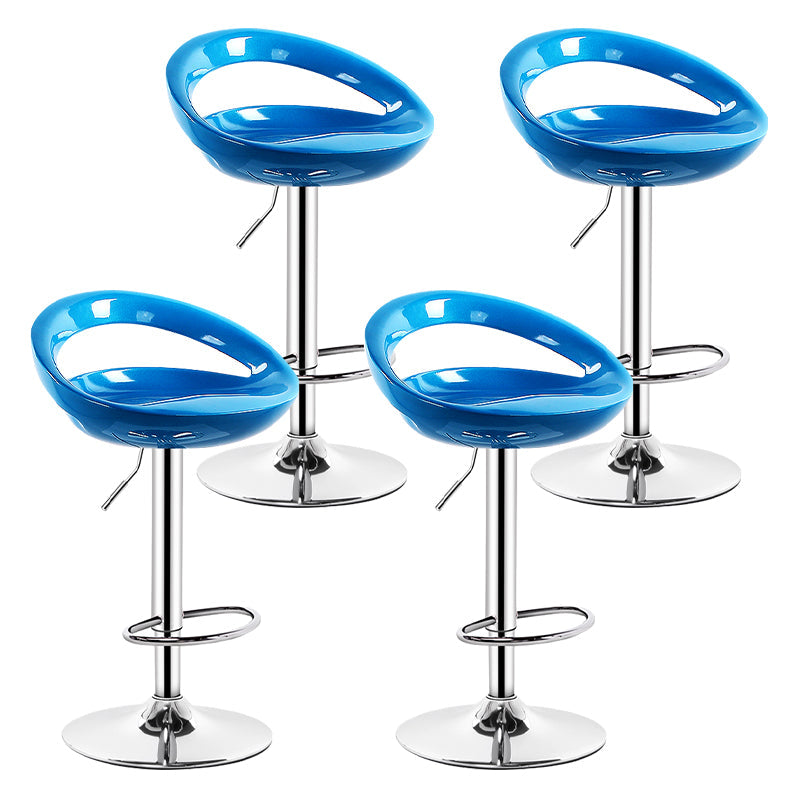 Industrial Adjustable Height Swivel Counter Stools Metal Bar Stools with Footrest Blue 4 Piece Set Clearhalo 'Bar Furniture' 'Bar Stools' 'bar_stools' 'furn' 'furn_bar_stools' 'Furniture' 'furniture_bar_stools' 'Kitchen & Dining Furniture' 4730469