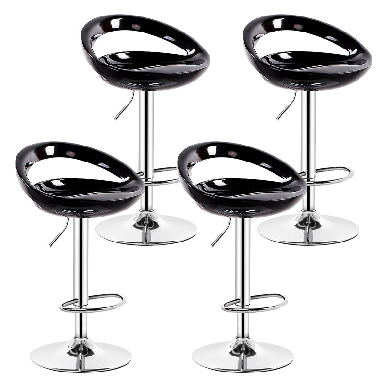 Industrial Adjustable Height Swivel Counter Stools Metal Bar Stools with Footrest Black 4 Piece Set Clearhalo 'Bar Furniture' 'Bar Stools' 'bar_stools' 'furn' 'furn_bar_stools' 'Furniture' 'furniture_bar_stools' 'Kitchen & Dining Furniture' 4730471