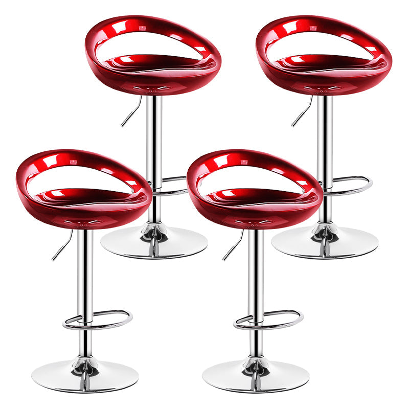 Industrial Adjustable Height Swivel Counter Stools Metal Bar Stools with Footrest Burgundy 4 Piece Set Clearhalo 'Bar Furniture' 'Bar Stools' 'bar_stools' 'furn' 'furn_bar_stools' 'Furniture' 'furniture_bar_stools' 'Kitchen & Dining Furniture' 4730473