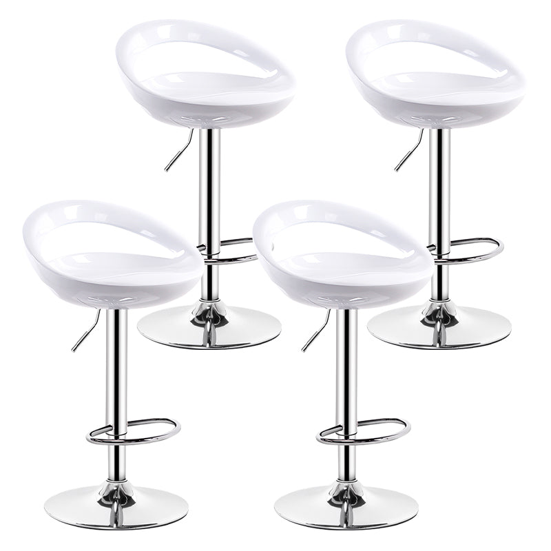 Industrial Adjustable Height Swivel Counter Stools Metal Bar Stools with Footrest White 4 Piece Set Clearhalo 'Bar Furniture' 'Bar Stools' 'bar_stools' 'furn' 'furn_bar_stools' 'Furniture' 'furniture_bar_stools' 'Kitchen & Dining Furniture' 4730474