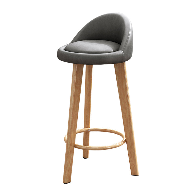 Scandinavian Style Bar-stool Steel Legs Round Seat Single Counter Stool for Kitchen Bar Dark Gray Wood Clearhalo 'Bar Furniture' 'Bar Stools' 'bar_stools' 'furn' 'furn_bar_stools' 'Furniture' 'furniture_bar_stools' 'Kitchen & Dining Furniture' 4730477