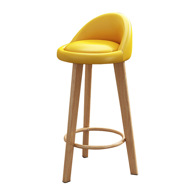 Scandinavian Style Bar-stool Steel Legs Round Seat Single Counter Stool for Kitchen Bar Yellow Wood Clearhalo 'Bar Furniture' 'Bar Stools' 'bar_stools' 'furn' 'furn_bar_stools' 'Furniture' 'furniture_bar_stools' 'Kitchen & Dining Furniture' 4730480
