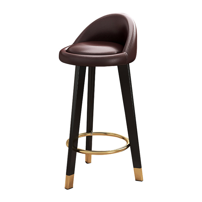 Scandinavian Style Bar-stool Steel Legs Round Seat Single Counter Stool for Kitchen Bar Brown Black Clearhalo 'Bar Furniture' 'Bar Stools' 'bar_stools' 'furn' 'furn_bar_stools' 'Furniture' 'furniture_bar_stools' 'Kitchen & Dining Furniture' 4730494