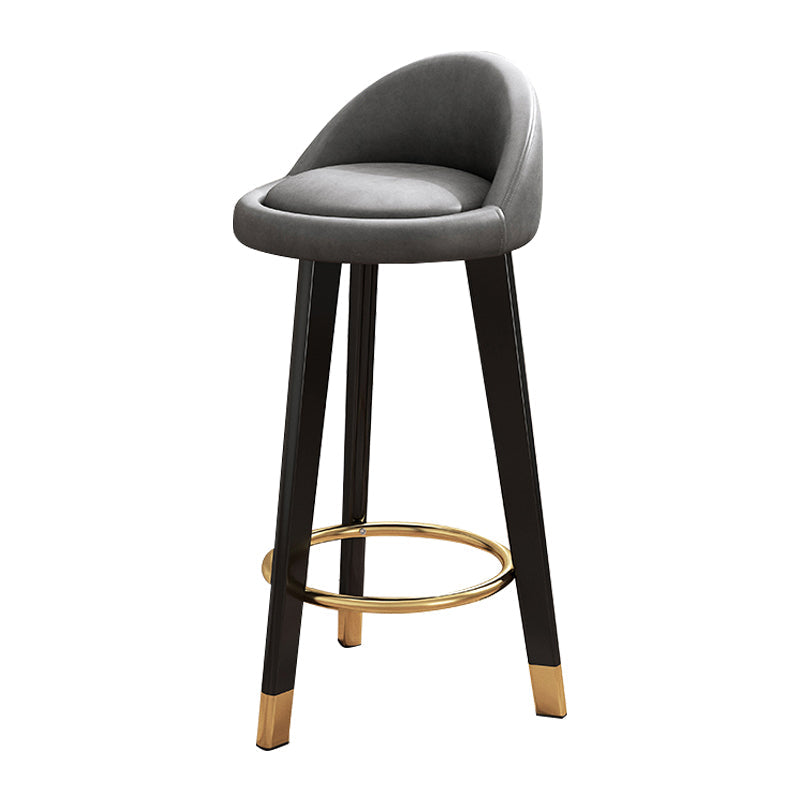 Scandinavian Style Bar-stool Steel Legs Round Seat Single Counter Stool for Kitchen Bar Dark Gray Black Clearhalo 'Bar Furniture' 'Bar Stools' 'bar_stools' 'furn' 'furn_bar_stools' 'Furniture' 'furniture_bar_stools' 'Kitchen & Dining Furniture' 4730496