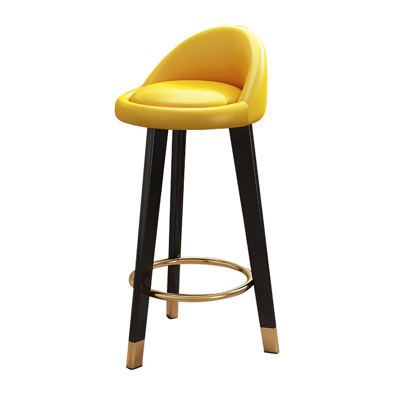 Scandinavian Style Bar-stool Steel Legs Round Seat Single Counter Stool for Kitchen Bar Yellow Black Clearhalo 'Bar Furniture' 'Bar Stools' 'bar_stools' 'furn' 'furn_bar_stools' 'Furniture' 'furniture_bar_stools' 'Kitchen & Dining Furniture' 4730498