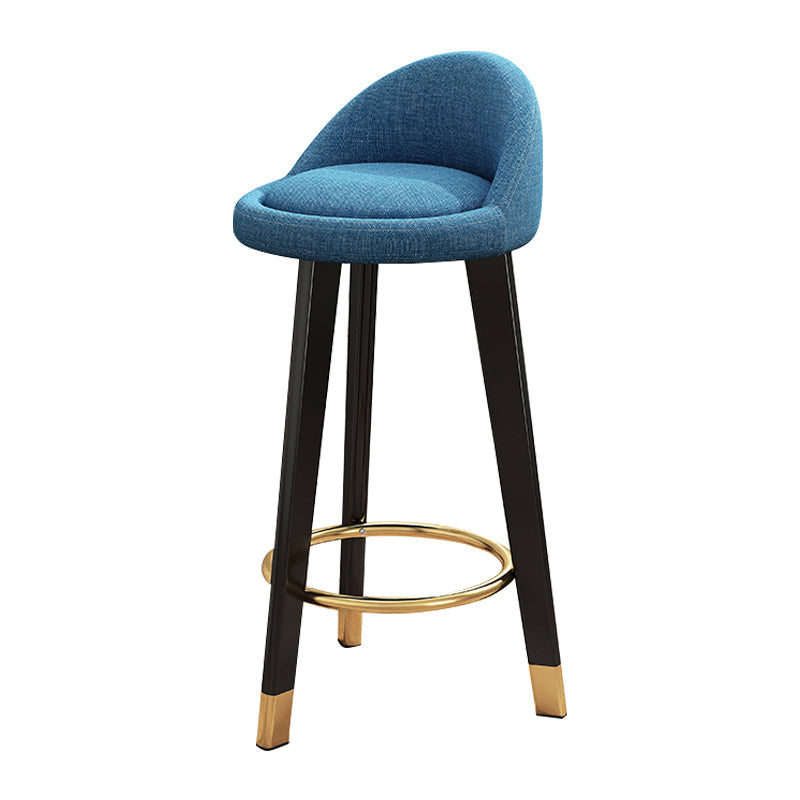 Scandinavian Style Bar-stool Steel Legs Round Seat Single Counter Stool for Kitchen Bar Lake Blue Black Clearhalo 'Bar Furniture' 'Bar Stools' 'bar_stools' 'furn' 'furn_bar_stools' 'Furniture' 'furniture_bar_stools' 'Kitchen & Dining Furniture' 4730499