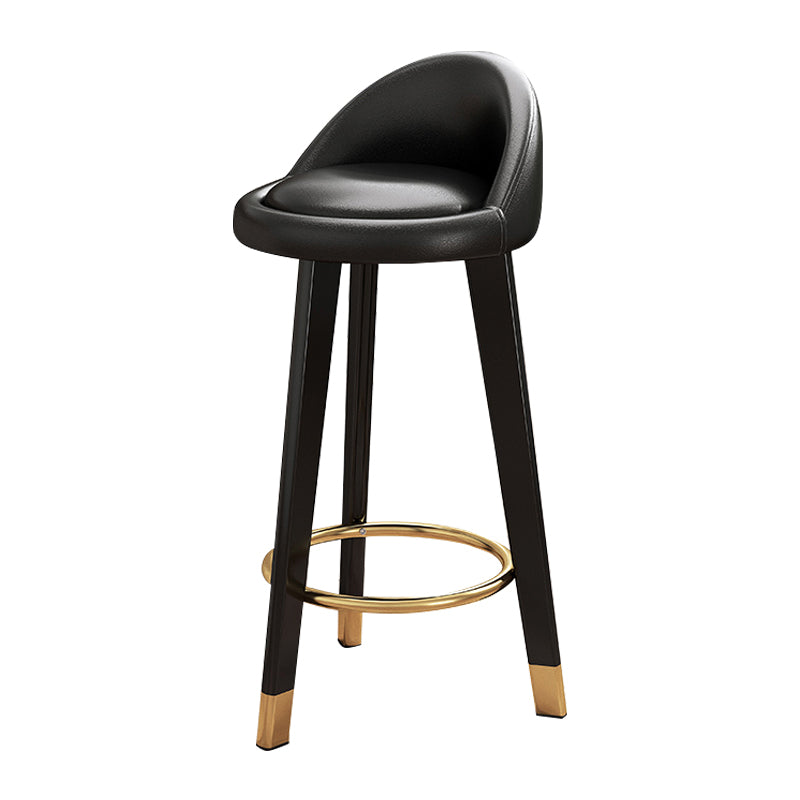Scandinavian Style Bar-stool Steel Legs Round Seat Single Counter Stool for Kitchen Bar Gloss Black Black Clearhalo 'Bar Furniture' 'Bar Stools' 'bar_stools' 'furn' 'furn_bar_stools' 'Furniture' 'furniture_bar_stools' 'Kitchen & Dining Furniture' 4730501