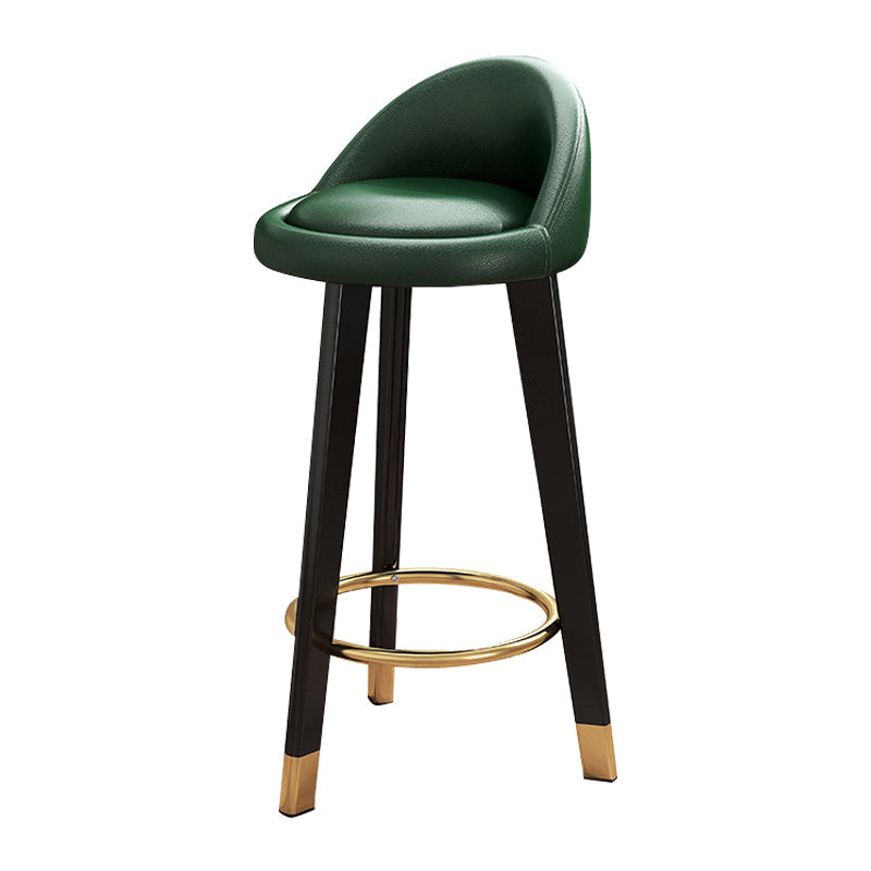 Scandinavian Style Bar-stool Steel Legs Round Seat Single Counter Stool for Kitchen Bar Blackish Green Black Clearhalo 'Bar Furniture' 'Bar Stools' 'bar_stools' 'furn' 'furn_bar_stools' 'Furniture' 'furniture_bar_stools' 'Kitchen & Dining Furniture' 4730502