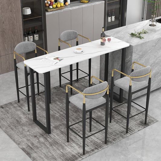 Scandinavian Upholstered Metal Counter Stools Low Back Bar Stools with 4 Legs Clearhalo 'Bar Furniture' 'Bar Stools' 'bar_stools' 'furn' 'furn_bar_stools' 'Furniture' 'furniture_bar_stools' 'Kitchen & Dining Furniture' 4730504