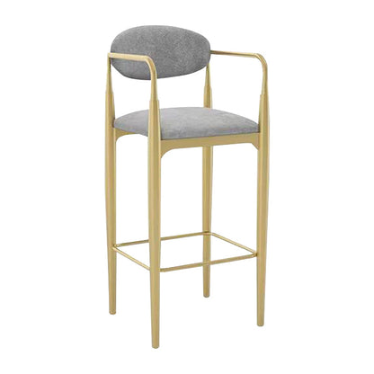 Scandinavian Upholstered Metal Counter Stools Low Back Bar Stools with 4 Legs Gold 1 Piece Clearhalo 'Bar Furniture' 'Bar Stools' 'bar_stools' 'furn' 'furn_bar_stools' 'Furniture' 'furniture_bar_stools' 'Kitchen & Dining Furniture' 4730505