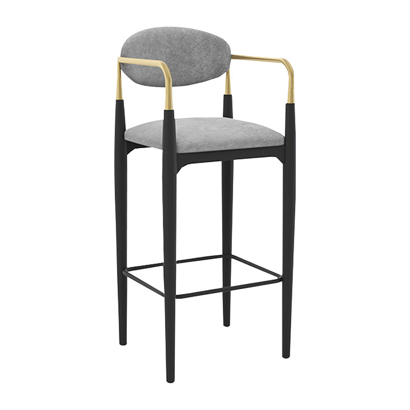Scandinavian Upholstered Metal Counter Stools Low Back Bar Stools with 4 Legs Black 1 Piece Clearhalo 'Bar Furniture' 'Bar Stools' 'bar_stools' 'furn' 'furn_bar_stools' 'Furniture' 'furniture_bar_stools' 'Kitchen & Dining Furniture' 4730506