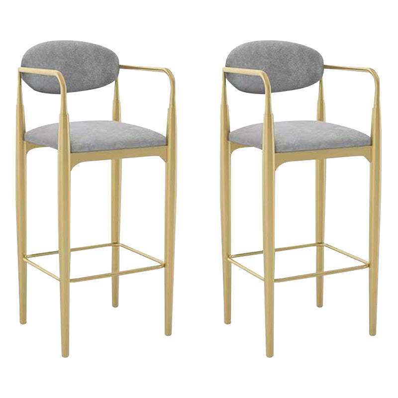 Scandinavian Upholstered Metal Counter Stools Low Back Bar Stools with 4 Legs Gold 2 Piece Set Clearhalo 'Bar Furniture' 'Bar Stools' 'bar_stools' 'furn' 'furn_bar_stools' 'Furniture' 'furniture_bar_stools' 'Kitchen & Dining Furniture' 4730508
