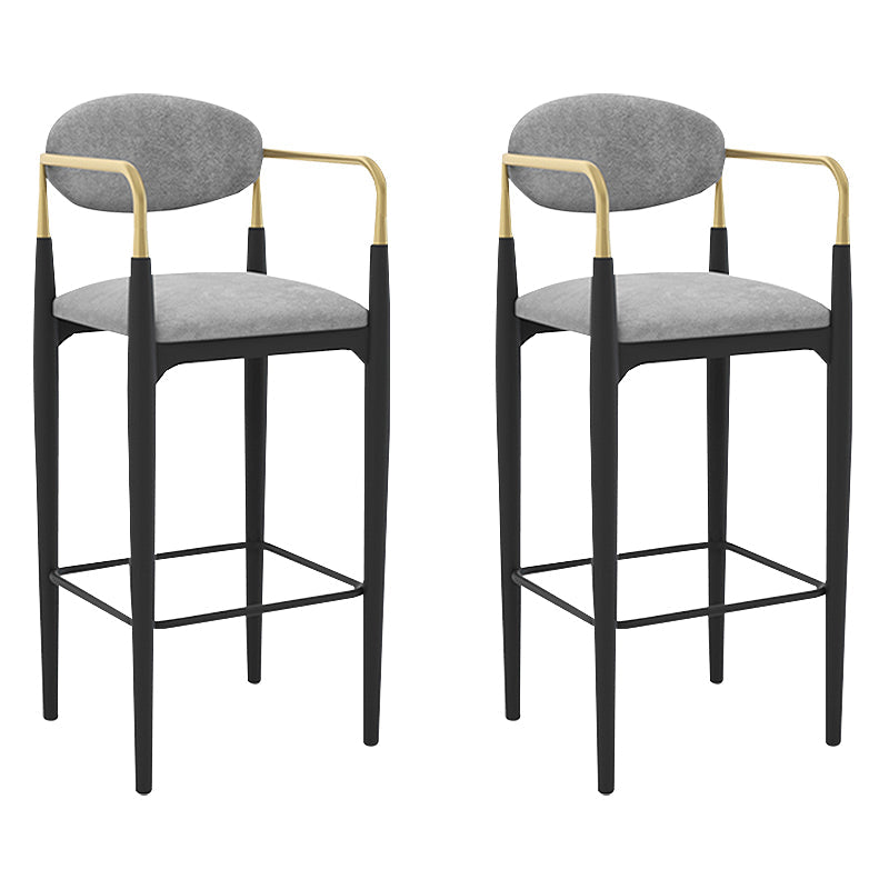 Scandinavian Upholstered Metal Counter Stools Low Back Bar Stools with 4 Legs Black 2 Piece Set Clearhalo 'Bar Furniture' 'Bar Stools' 'bar_stools' 'furn' 'furn_bar_stools' 'Furniture' 'furniture_bar_stools' 'Kitchen & Dining Furniture' 4730510