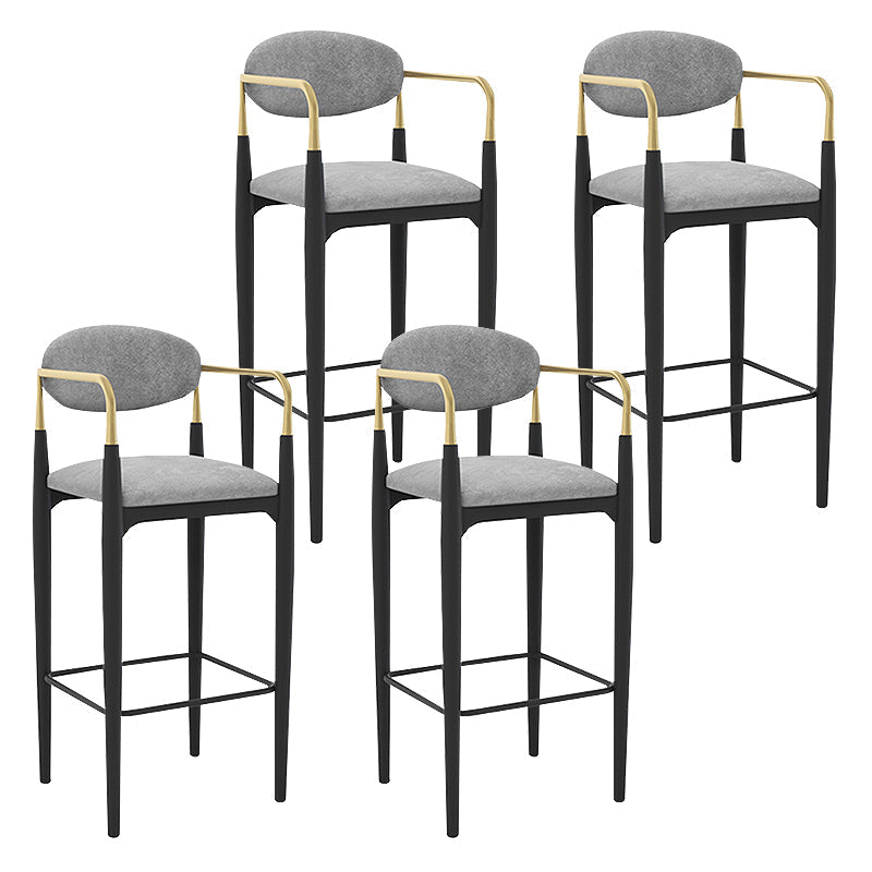 Scandinavian Upholstered Metal Counter Stools Low Back Bar Stools with 4 Legs Black 4 Piece Set Clearhalo 'Bar Furniture' 'Bar Stools' 'bar_stools' 'furn' 'furn_bar_stools' 'Furniture' 'furniture_bar_stools' 'Kitchen & Dining Furniture' 4730514