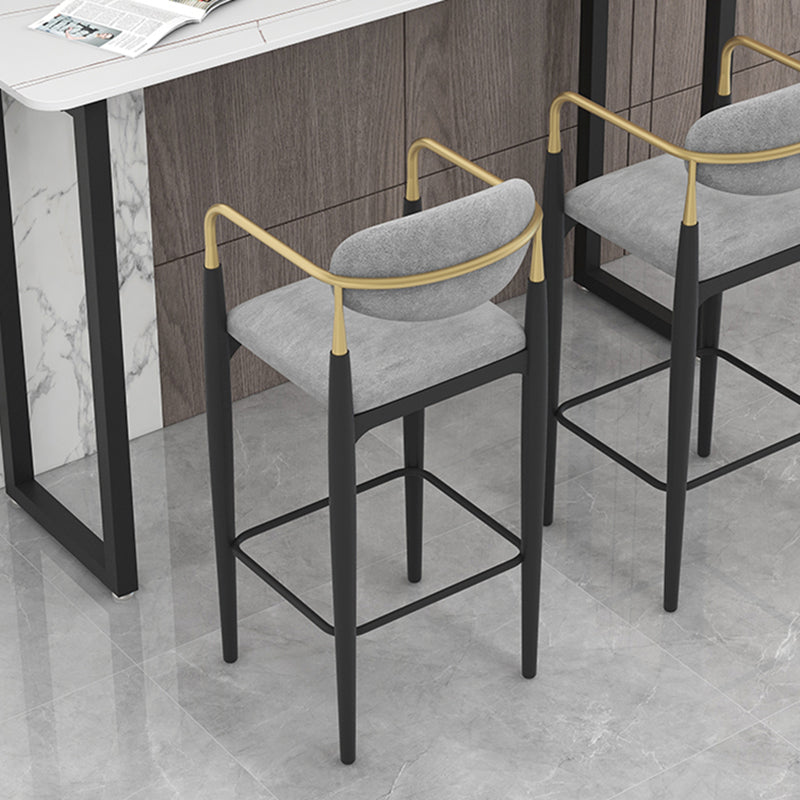 Scandinavian Upholstered Metal Counter Stools Low Back Bar Stools with 4 Legs Clearhalo 'Bar Furniture' 'Bar Stools' 'bar_stools' 'furn' 'furn_bar_stools' 'Furniture' 'furniture_bar_stools' 'Kitchen & Dining Furniture' 4730515