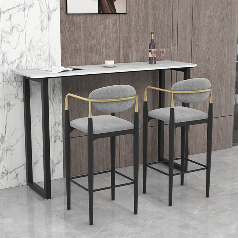 Scandinavian Upholstered Metal Counter Stools Low Back Bar Stools with 4 Legs Clearhalo 'Bar Furniture' 'Bar Stools' 'bar_stools' 'furn' 'furn_bar_stools' 'Furniture' 'furniture_bar_stools' 'Kitchen & Dining Furniture' 4730518