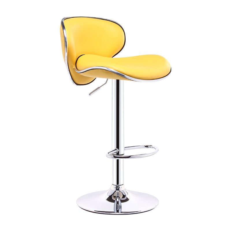Scandinavian Adjustable Height Swivel Counter Stools Metal Leather Bar Stools Yellow 1 Piece Clearhalo 'Bar Furniture' 'Bar Stools' 'bar_stools' 'furn' 'furn_bar_stools' 'Furniture' 'furniture_bar_stools' 'Kitchen & Dining Furniture' 4730522