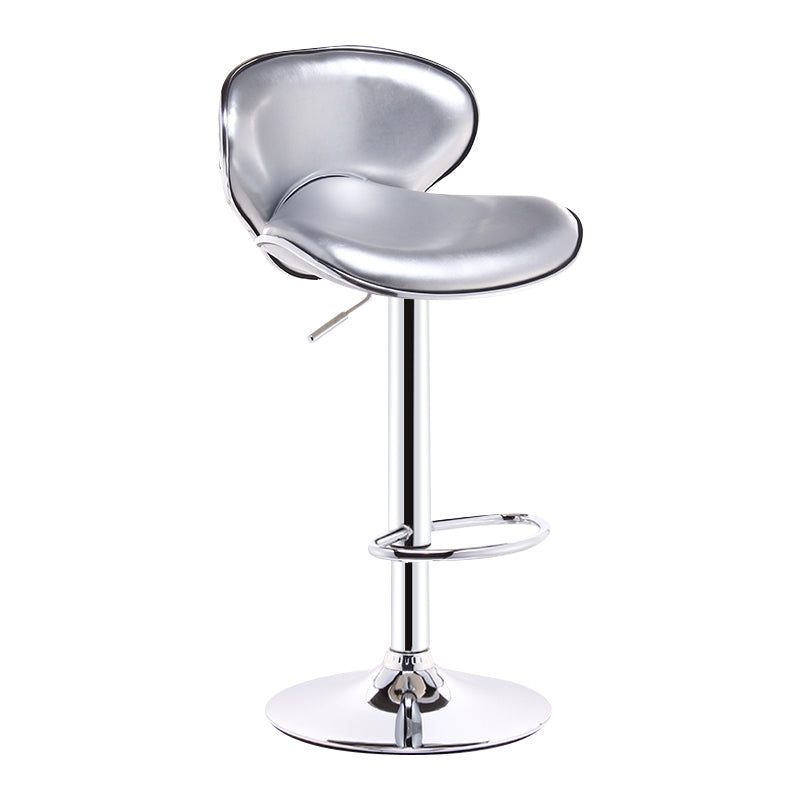 Scandinavian Adjustable Height Swivel Counter Stools Metal Leather Bar Stools Silver 1 Piece Clearhalo 'Bar Furniture' 'Bar Stools' 'bar_stools' 'furn' 'furn_bar_stools' 'Furniture' 'furniture_bar_stools' 'Kitchen & Dining Furniture' 4730524