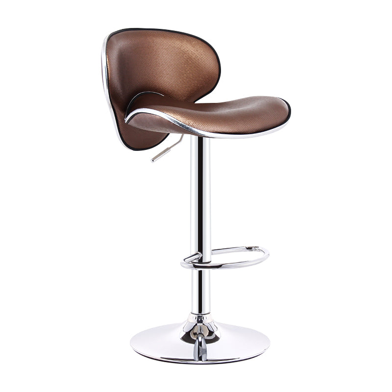 Scandinavian Adjustable Height Swivel Counter Stools Metal Leather Bar Stools Brown 1 Piece Clearhalo 'Bar Furniture' 'Bar Stools' 'bar_stools' 'furn' 'furn_bar_stools' 'Furniture' 'furniture_bar_stools' 'Kitchen & Dining Furniture' 4730528