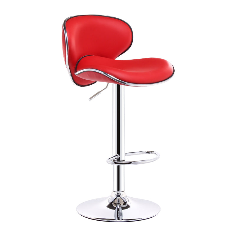 Scandinavian Adjustable Height Swivel Counter Stools Metal Leather Bar Stools Red 1 Piece Clearhalo 'Bar Furniture' 'Bar Stools' 'bar_stools' 'furn' 'furn_bar_stools' 'Furniture' 'furniture_bar_stools' 'Kitchen & Dining Furniture' 4730535