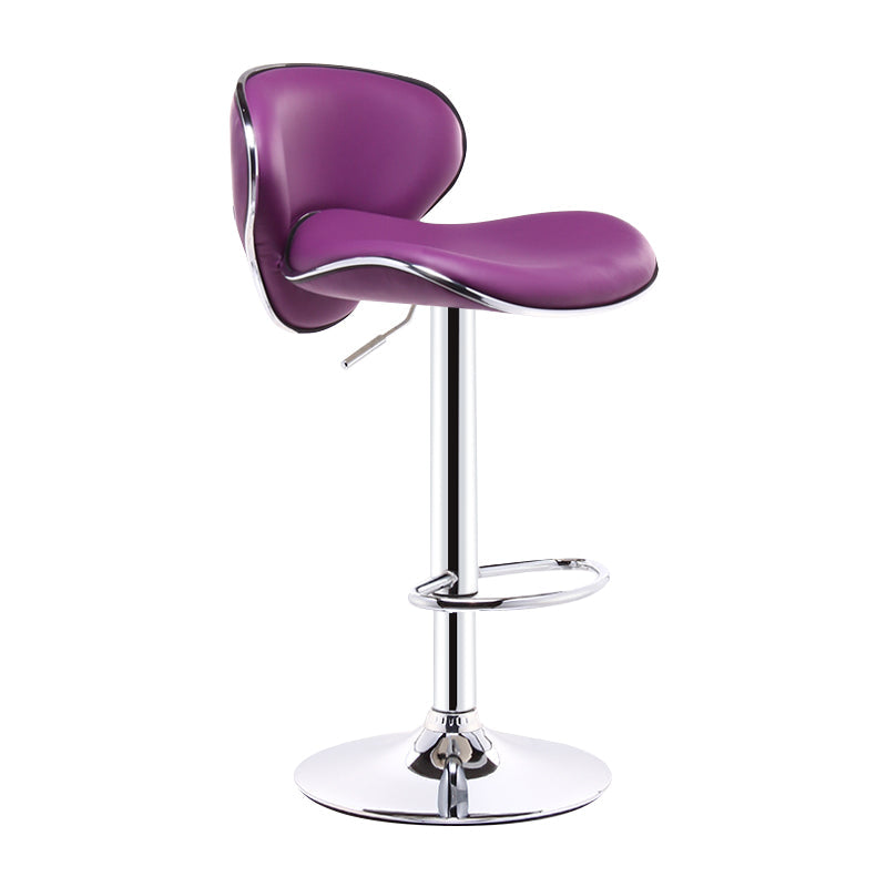 Scandinavian Adjustable Height Swivel Counter Stools Metal Leather Bar Stools Purple 1 Piece Clearhalo 'Bar Furniture' 'Bar Stools' 'bar_stools' 'furn' 'furn_bar_stools' 'Furniture' 'furniture_bar_stools' 'Kitchen & Dining Furniture' 4730536