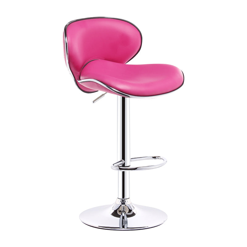 Scandinavian Adjustable Height Swivel Counter Stools Metal Leather Bar Stools Rose Red 1 Piece Clearhalo 'Bar Furniture' 'Bar Stools' 'bar_stools' 'furn' 'furn_bar_stools' 'Furniture' 'furniture_bar_stools' 'Kitchen & Dining Furniture' 4730539