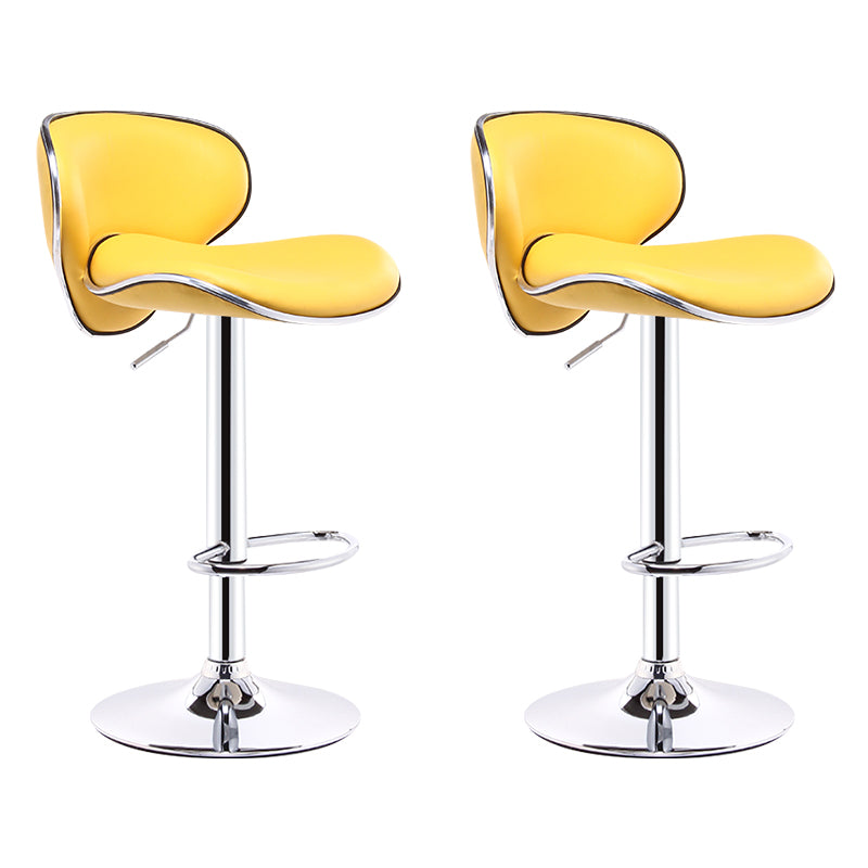 Scandinavian Adjustable Height Swivel Counter Stools Metal Leather Bar Stools Yellow 2 Piece Set Clearhalo 'Bar Furniture' 'Bar Stools' 'bar_stools' 'furn' 'furn_bar_stools' 'Furniture' 'furniture_bar_stools' 'Kitchen & Dining Furniture' 4730541