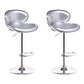 Scandinavian Adjustable Height Swivel Counter Stools Metal Leather Bar Stools Silver 2 Piece Set Clearhalo 'Bar Furniture' 'Bar Stools' 'bar_stools' 'furn' 'furn_bar_stools' 'Furniture' 'furniture_bar_stools' 'Kitchen & Dining Furniture' 4730542