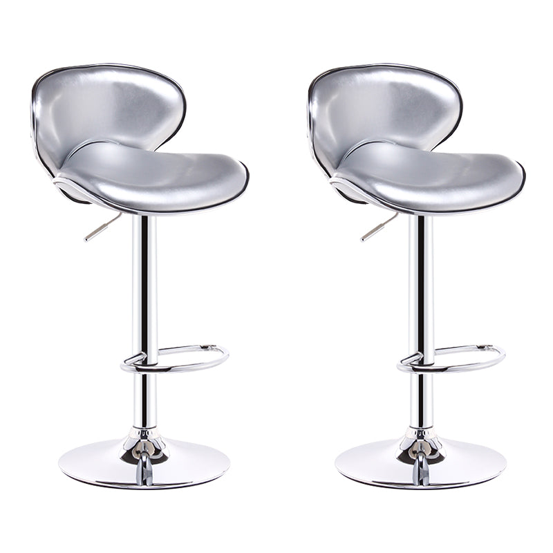 Scandinavian Adjustable Height Swivel Counter Stools Metal Leather Bar Stools Silver 2 Piece Set Clearhalo 'Bar Furniture' 'Bar Stools' 'bar_stools' 'furn' 'furn_bar_stools' 'Furniture' 'furniture_bar_stools' 'Kitchen & Dining Furniture' 4730542