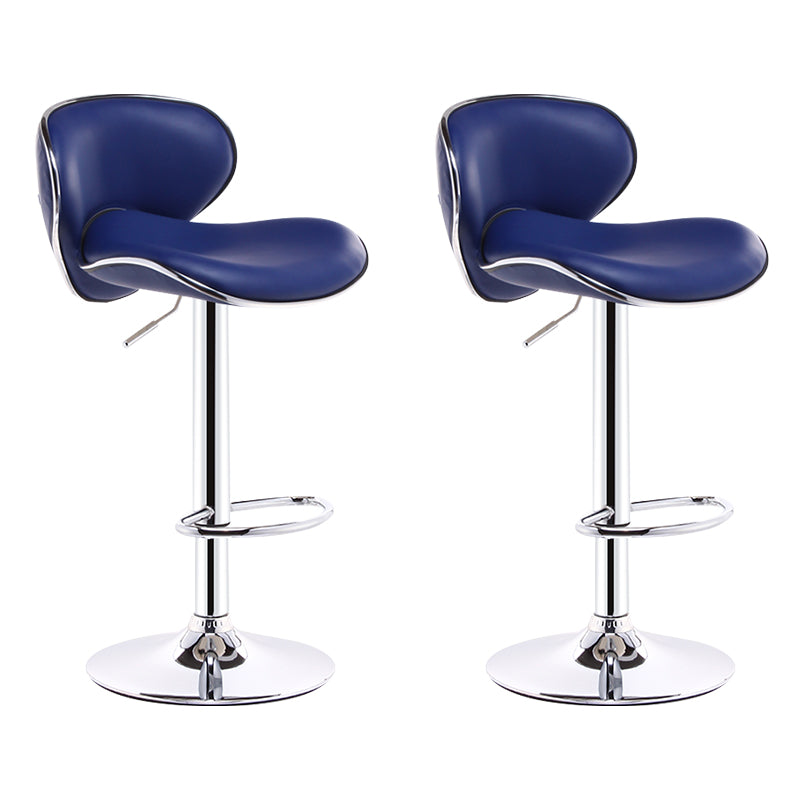 Scandinavian Adjustable Height Swivel Counter Stools Metal Leather Bar Stools Blue 2 Piece Set Clearhalo 'Bar Furniture' 'Bar Stools' 'bar_stools' 'furn' 'furn_bar_stools' 'Furniture' 'furniture_bar_stools' 'Kitchen & Dining Furniture' 4730543