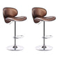 Scandinavian Adjustable Height Swivel Counter Stools Metal Leather Bar Stools Brown 2 Piece Set Clearhalo 'Bar Furniture' 'Bar Stools' 'bar_stools' 'furn' 'furn_bar_stools' 'Furniture' 'furniture_bar_stools' 'Kitchen & Dining Furniture' 4730544