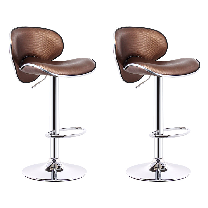Scandinavian Adjustable Height Swivel Counter Stools Metal Leather Bar Stools Brown 2 Piece Set Clearhalo 'Bar Furniture' 'Bar Stools' 'bar_stools' 'furn' 'furn_bar_stools' 'Furniture' 'furniture_bar_stools' 'Kitchen & Dining Furniture' 4730544