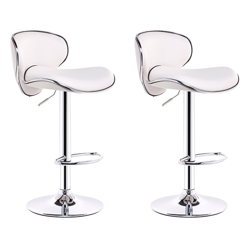 Scandinavian Adjustable Height Swivel Counter Stools Metal Leather Bar Stools White 2 Piece Set Clearhalo 'Bar Furniture' 'Bar Stools' 'bar_stools' 'furn' 'furn_bar_stools' 'Furniture' 'furniture_bar_stools' 'Kitchen & Dining Furniture' 4730545
