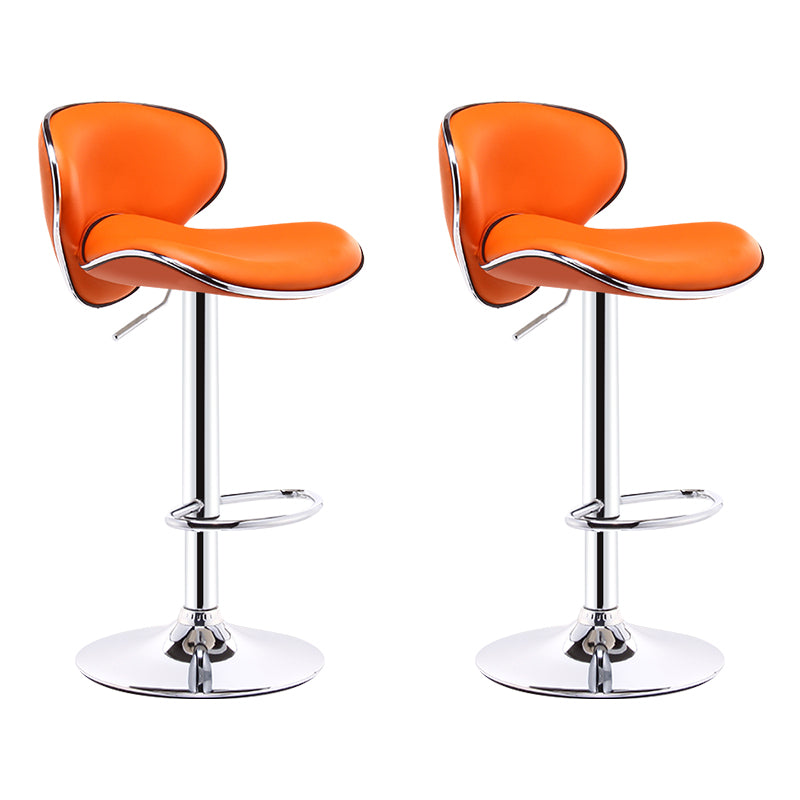 Scandinavian Adjustable Height Swivel Counter Stools Metal Leather Bar Stools Orange 2 Piece Set Clearhalo 'Bar Furniture' 'Bar Stools' 'bar_stools' 'furn' 'furn_bar_stools' 'Furniture' 'furniture_bar_stools' 'Kitchen & Dining Furniture' 4730546