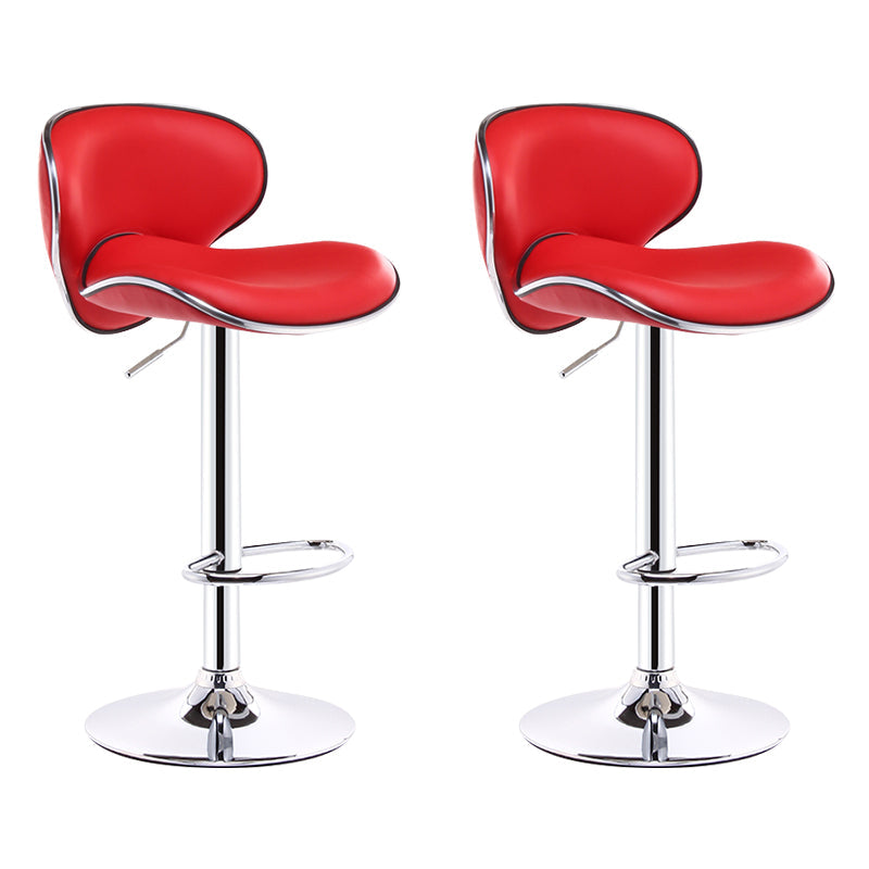 Scandinavian Adjustable Height Swivel Counter Stools Metal Leather Bar Stools Red 2 Piece Set Clearhalo 'Bar Furniture' 'Bar Stools' 'bar_stools' 'furn' 'furn_bar_stools' 'Furniture' 'furniture_bar_stools' 'Kitchen & Dining Furniture' 4730547