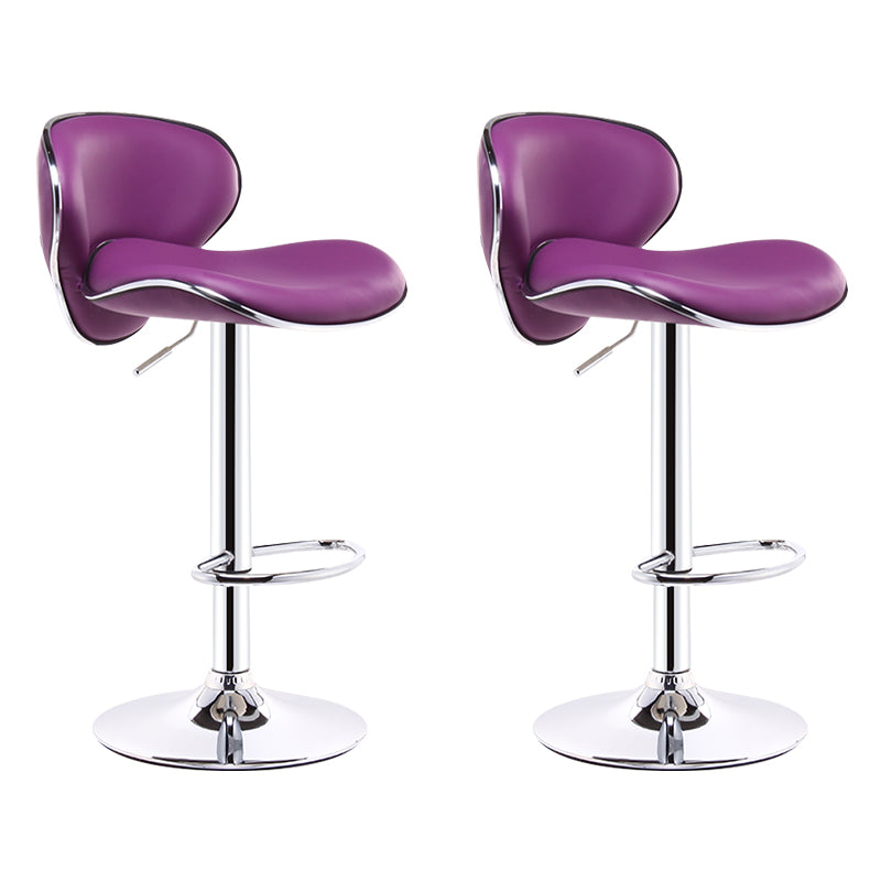 Scandinavian Adjustable Height Swivel Counter Stools Metal Leather Bar Stools Purple 2 Piece Set Clearhalo 'Bar Furniture' 'Bar Stools' 'bar_stools' 'furn' 'furn_bar_stools' 'Furniture' 'furniture_bar_stools' 'Kitchen & Dining Furniture' 4730548