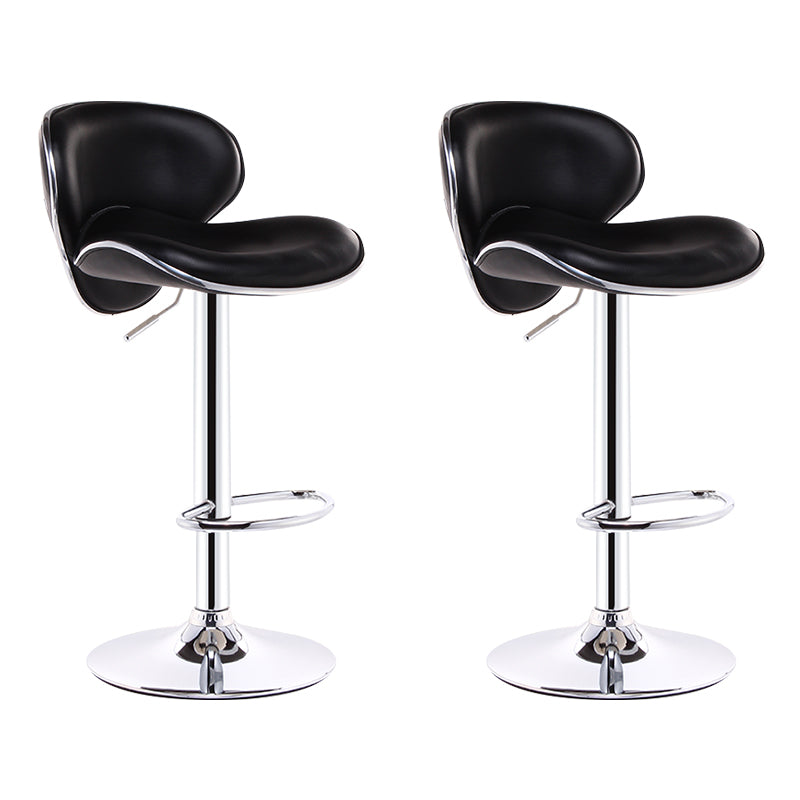 Scandinavian Adjustable Height Swivel Counter Stools Metal Leather Bar Stools Black 2 Piece Set Clearhalo 'Bar Furniture' 'Bar Stools' 'bar_stools' 'furn' 'furn_bar_stools' 'Furniture' 'furniture_bar_stools' 'Kitchen & Dining Furniture' 4730550