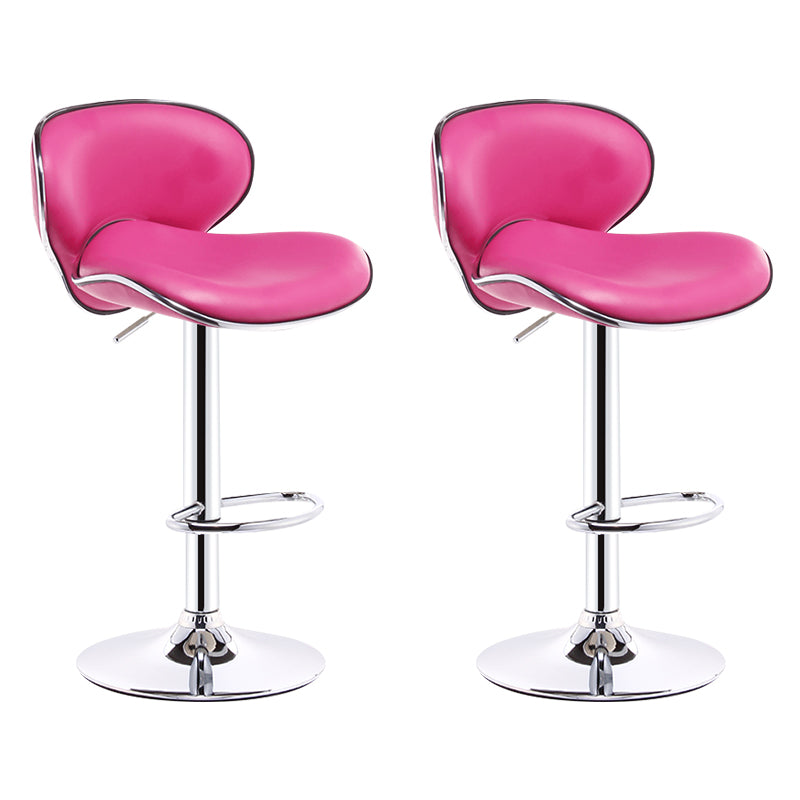 Scandinavian Adjustable Height Swivel Counter Stools Metal Leather Bar Stools Rose Red 2 Piece Set Clearhalo 'Bar Furniture' 'Bar Stools' 'bar_stools' 'furn' 'furn_bar_stools' 'Furniture' 'furniture_bar_stools' 'Kitchen & Dining Furniture' 4730551