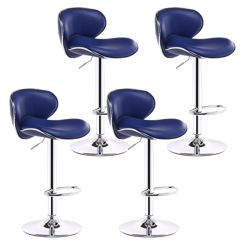 Scandinavian Adjustable Height Swivel Counter Stools Metal Leather Bar Stools Blue 4 Piece Set Clearhalo 'Bar Furniture' 'Bar Stools' 'bar_stools' 'furn' 'furn_bar_stools' 'Furniture' 'furniture_bar_stools' 'Kitchen & Dining Furniture' 4730555