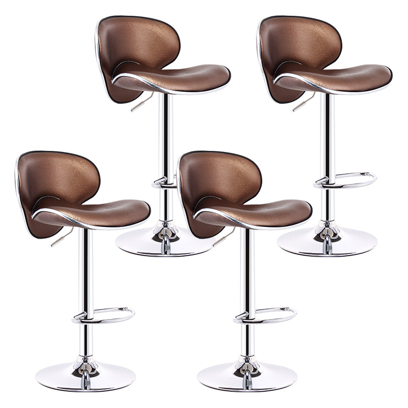 Scandinavian Adjustable Height Swivel Counter Stools Metal Leather Bar Stools Brown 4 Piece Set Clearhalo 'Bar Furniture' 'Bar Stools' 'bar_stools' 'furn' 'furn_bar_stools' 'Furniture' 'furniture_bar_stools' 'Kitchen & Dining Furniture' 4730556
