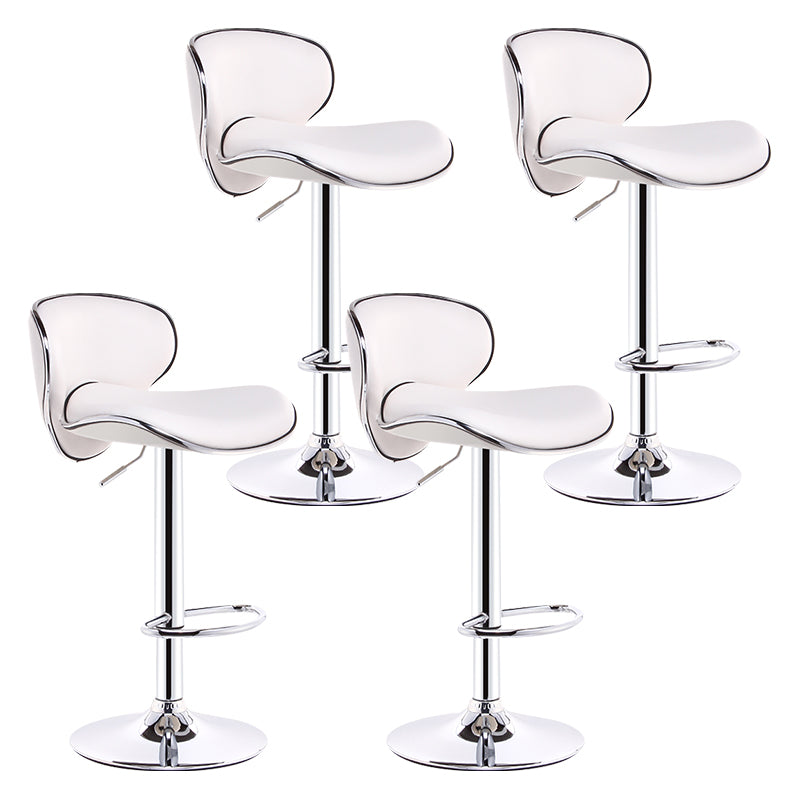 Scandinavian Adjustable Height Swivel Counter Stools Metal Leather Bar Stools White 4 Piece Set Clearhalo 'Bar Furniture' 'Bar Stools' 'bar_stools' 'furn' 'furn_bar_stools' 'Furniture' 'furniture_bar_stools' 'Kitchen & Dining Furniture' 4730557