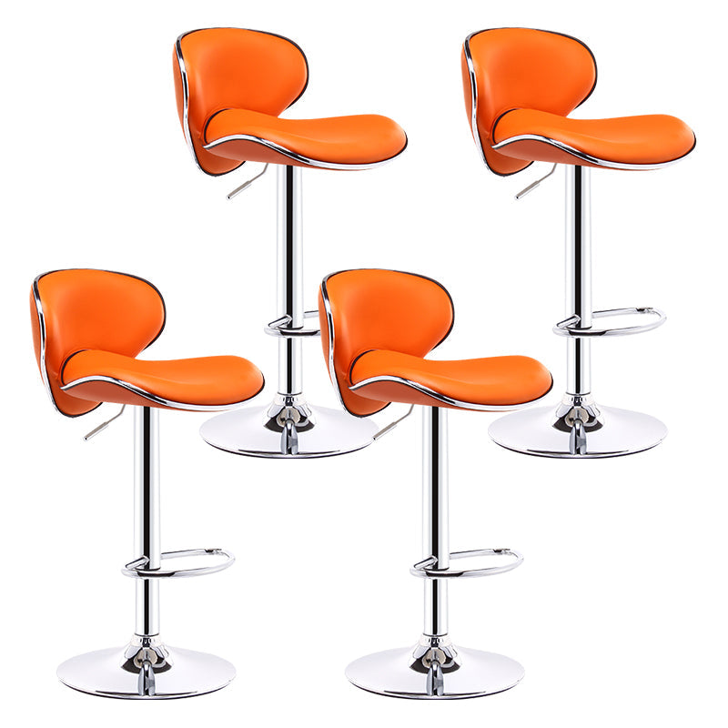 Scandinavian Adjustable Height Swivel Counter Stools Metal Leather Bar Stools Orange 4 Piece Set Clearhalo 'Bar Furniture' 'Bar Stools' 'bar_stools' 'furn' 'furn_bar_stools' 'Furniture' 'furniture_bar_stools' 'Kitchen & Dining Furniture' 4730558