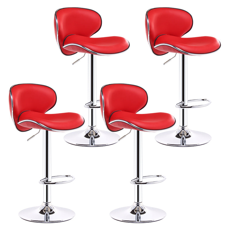 Scandinavian Adjustable Height Swivel Counter Stools Metal Leather Bar Stools Red 4 Piece Set Clearhalo 'Bar Furniture' 'Bar Stools' 'bar_stools' 'furn' 'furn_bar_stools' 'Furniture' 'furniture_bar_stools' 'Kitchen & Dining Furniture' 4730559