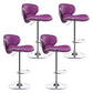 Scandinavian Adjustable Height Swivel Counter Stools Metal Leather Bar Stools Purple 4 Piece Set Clearhalo 'Bar Furniture' 'Bar Stools' 'bar_stools' 'furn' 'furn_bar_stools' 'Furniture' 'furniture_bar_stools' 'Kitchen & Dining Furniture' 4730560