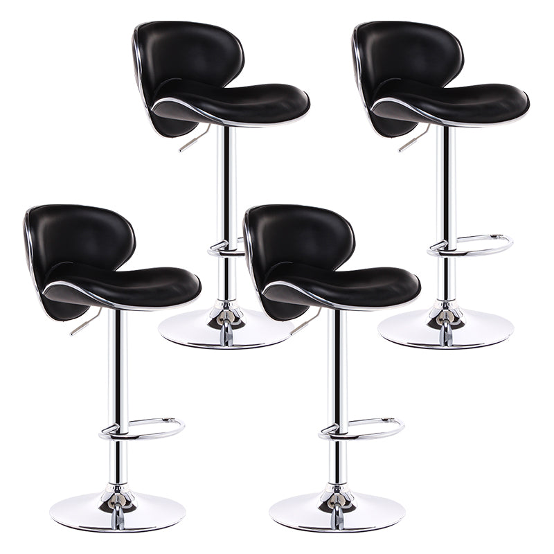 Scandinavian Adjustable Height Swivel Counter Stools Metal Leather Bar Stools Black 4 Piece Set Clearhalo 'Bar Furniture' 'Bar Stools' 'bar_stools' 'furn' 'furn_bar_stools' 'Furniture' 'furniture_bar_stools' 'Kitchen & Dining Furniture' 4730562