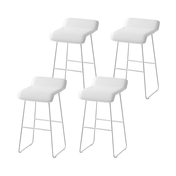 Scandinavian Leather Metal Counter Stools Low Back Bar Stools with Solid Wave Seat White 4 Piece Set Clearhalo 'Bar Furniture' 'Bar Stools' 'bar_stools' 'furn' 'furn_bar_stools' 'Furniture' 'furniture_bar_stools' 'Kitchen & Dining Furniture' 4730573