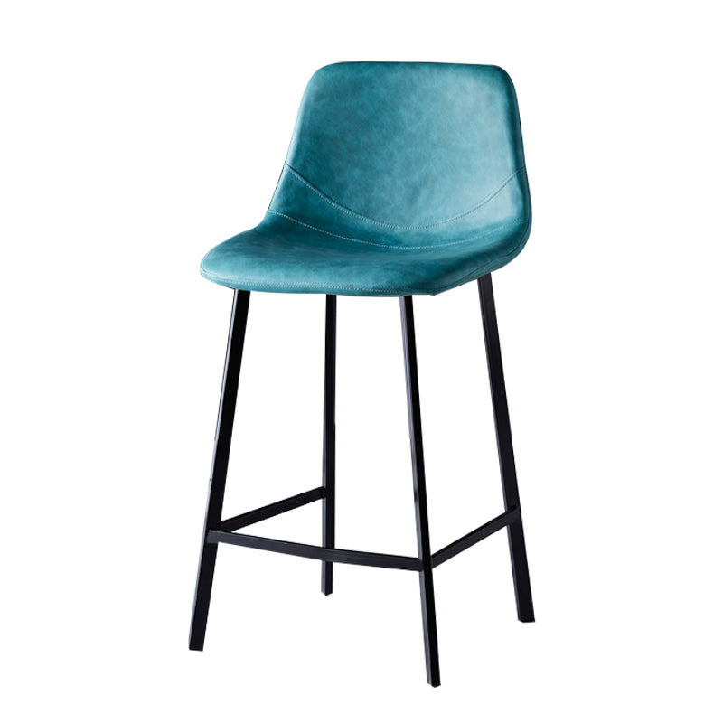 Scandinavian Style Bar-stool with Square Leather Seat Counter Stool Kitchen Bar-stool Lake Blue 1 Piece Counter Stool(26"H) Clearhalo 'Bar Furniture' 'Bar Stools' 'bar_stools' 'furn' 'furn_bar_stools' 'Furniture' 'furniture_bar_stools' 'Kitchen & Dining Furniture' 4730587
