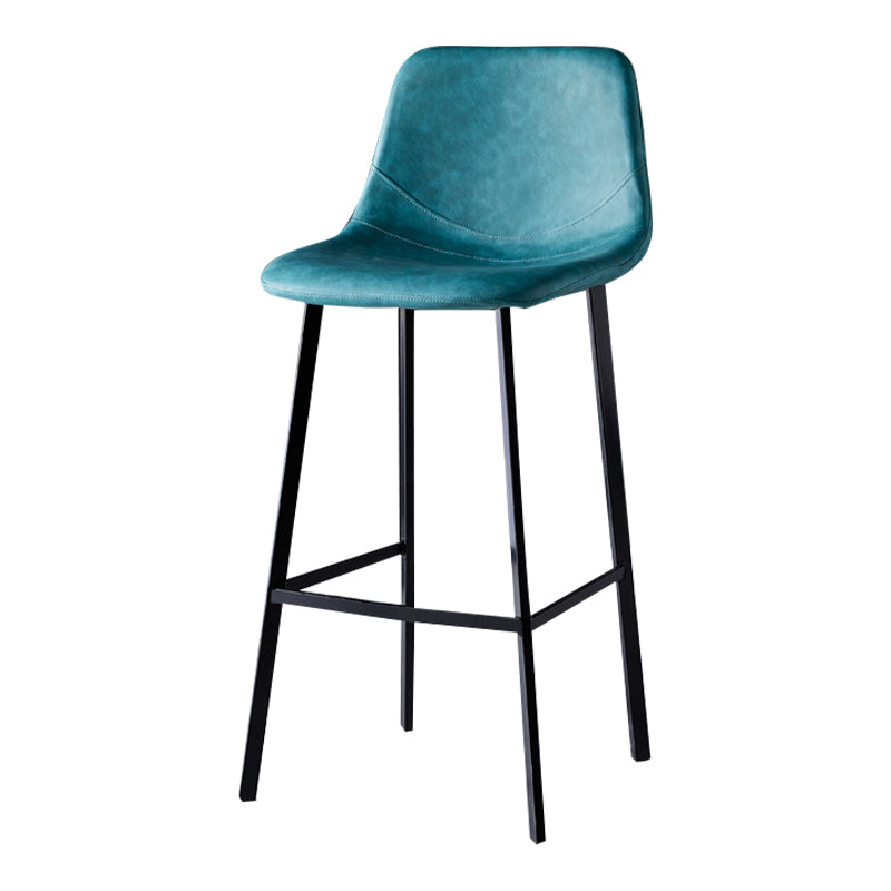 Scandinavian Style Bar-stool with Square Leather Seat Counter Stool Kitchen Bar-stool Lake Blue 1 Piece Bar Stool(30"H) Clearhalo 'Bar Furniture' 'Bar Stools' 'bar_stools' 'furn' 'furn_bar_stools' 'Furniture' 'furniture_bar_stools' 'Kitchen & Dining Furniture' 4730589