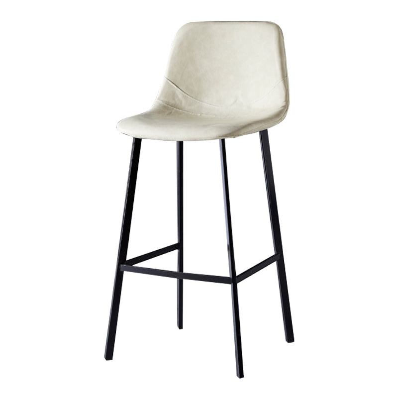 Scandinavian Style Bar-stool with Square Leather Seat Counter Stool Kitchen Bar-stool Off-White 1 Piece Bar Stool(30"H) Clearhalo 'Bar Furniture' 'Bar Stools' 'bar_stools' 'furn' 'furn_bar_stools' 'Furniture' 'furniture_bar_stools' 'Kitchen & Dining Furniture' 4730592
