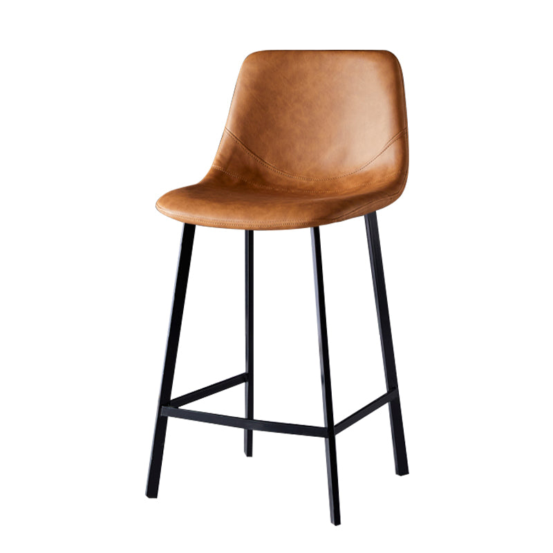 Scandinavian Style Bar-stool with Square Leather Seat Counter Stool Kitchen Bar-stool Brown 1 Piece Counter Stool(26"H) Clearhalo 'Bar Furniture' 'Bar Stools' 'bar_stools' 'furn' 'furn_bar_stools' 'Furniture' 'furniture_bar_stools' 'Kitchen & Dining Furniture' 4730595